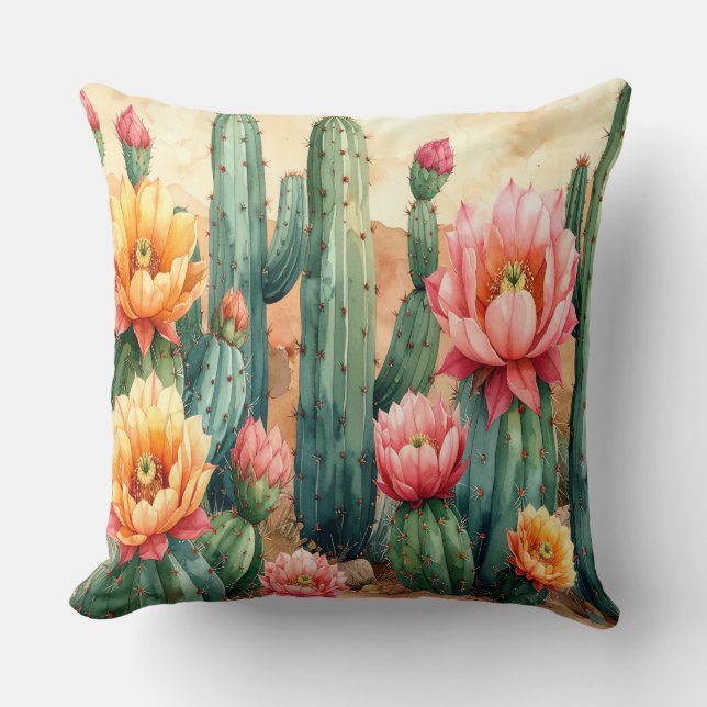 Almofada Desert Cactus Pillow - Boho Southwest Decor Cushio (Frente)