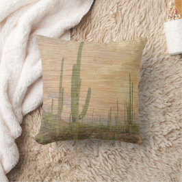 Almofada Desert Cactus Plants On Wood Grain Photo Image