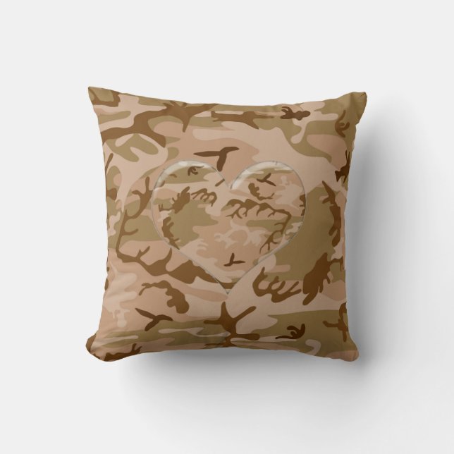 Almofada Desert Sand Camo Travesseiro com Coração Camuflado (Frente)