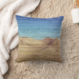 Almofada Desert Sand Dunes Beautiful Blue Sky On Wood Grain