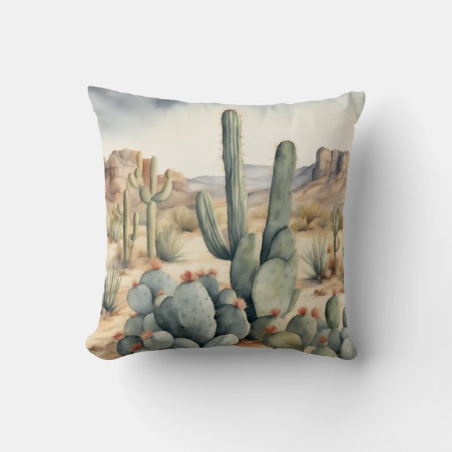 Almofada Deserto Cactus Watercolor (Frente)