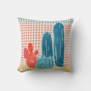 Almofada Deserto da Boêmia BOHO Retro Cactus Watercolor Art