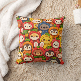 Almofada Desfile de Amigos Frutas | Chibi Animal Fofo
