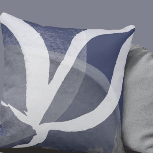 Almofada Design abstrato artístico Cinzas Azul e Branco