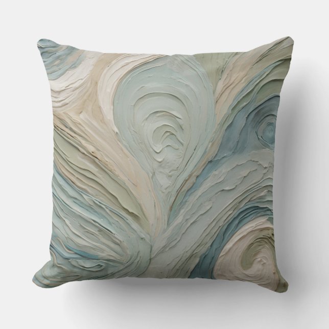 Almofada Design Abstrato Bege Azul Verde Turquesa (Frente)
