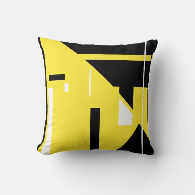 Almofada Design Abstrato branco preto amarelo inspirado no  (Frente)