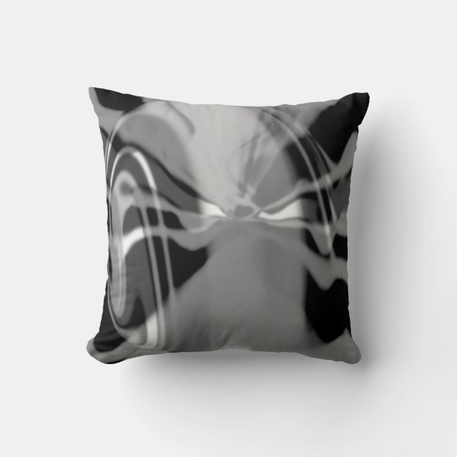 Almofada Design abstrato das formas de giro branco da Cinza (Frente)