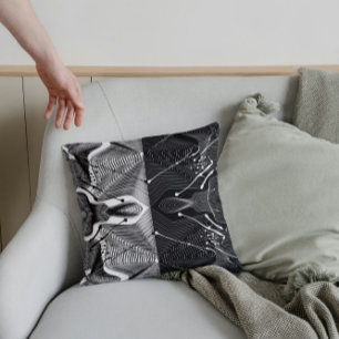 Almofada Design abstrato das linhas pretas e brancas