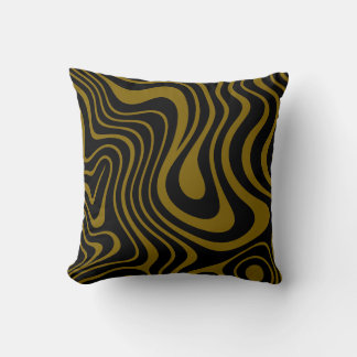 Almofada Design Abstrato de Ouro Antigo e Preto Luxuoso
