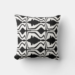Almofada Design Abstrato de som branco preto Azulejo de ond