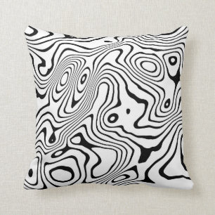Almofada Design abstrato do espiral líquido branco preto