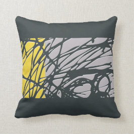 Almofada Design abstrato do ninho nas cinzas e no amarelo