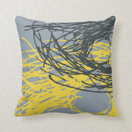 Almofada Design abstrato do ninho nas cinzas e no amarelo