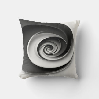 Almofada Design Abstrato Espiral Preto e Branco Elegante, 