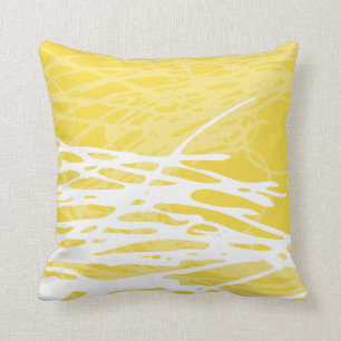 Almofada Design abstrato no branco e no amarelo