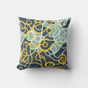 Almofada Design abstrato orgânica, verde e amarelo
