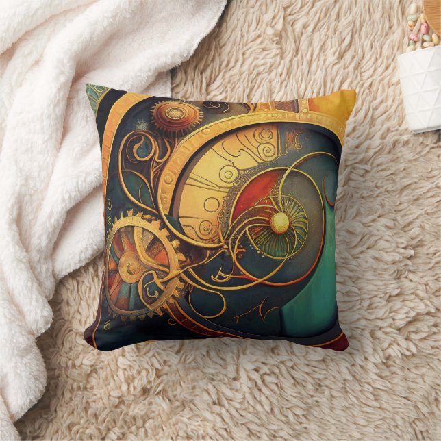 Almofada Design Abstrato Steampunk de Relógio (Cobertor)