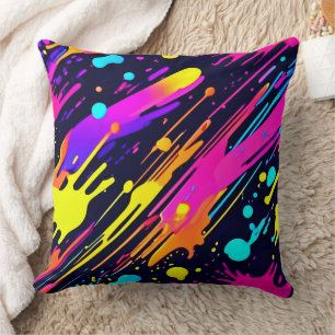 Almofada Design Abstrato Vibrante com Salpicos de Cores Neo