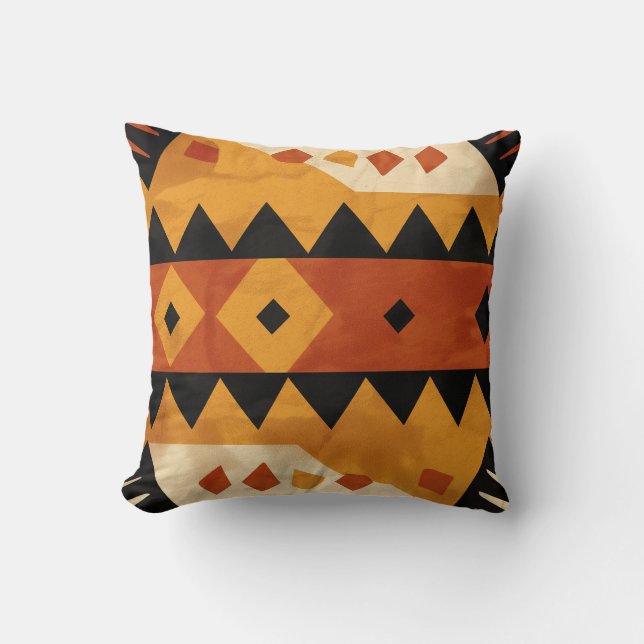 Almofada Design africano em castanho e preto (Frente)