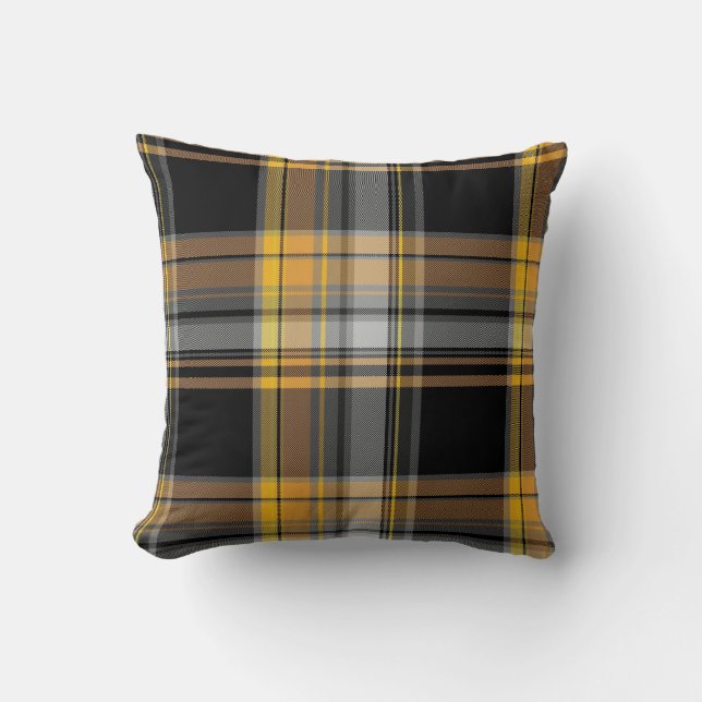 Almofada Design amarelo e preto da xadrez de Tartan (Frente)