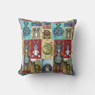 Almofada Design animal bonito da arte popular da colagem
