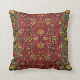 Almofada Design antigo Borgonha de matéria têxtil e verde