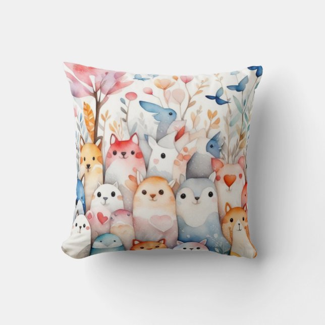 Almofada Design bonitinho de animais florais (Frente)