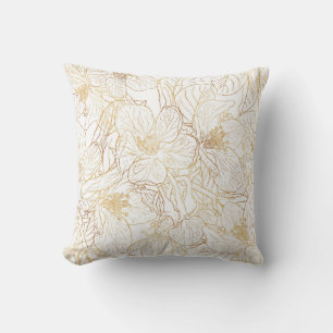 Almofada Design branco das flores Douradas de cerejeira Ele