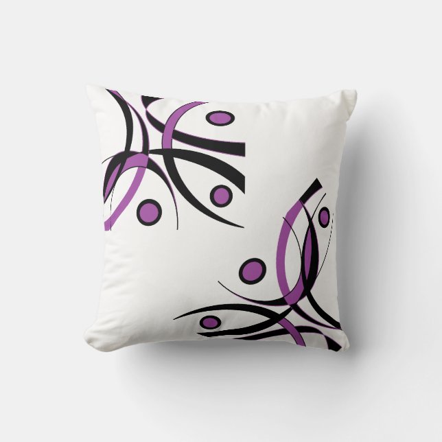 Almofada Design branco preto roxo (Frente)