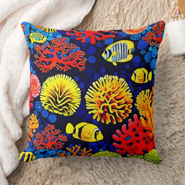 Almofada Design brilhante de vida de recife subaquático (Cobertor)