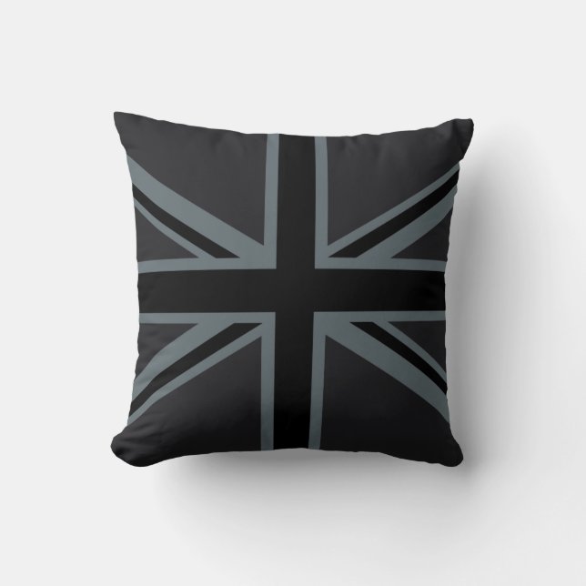Almofada Design BRITÂNICO preto da bandeira de Union Jack (Frente)
