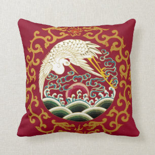 Almofada Design chinês da cegonha & do dragão