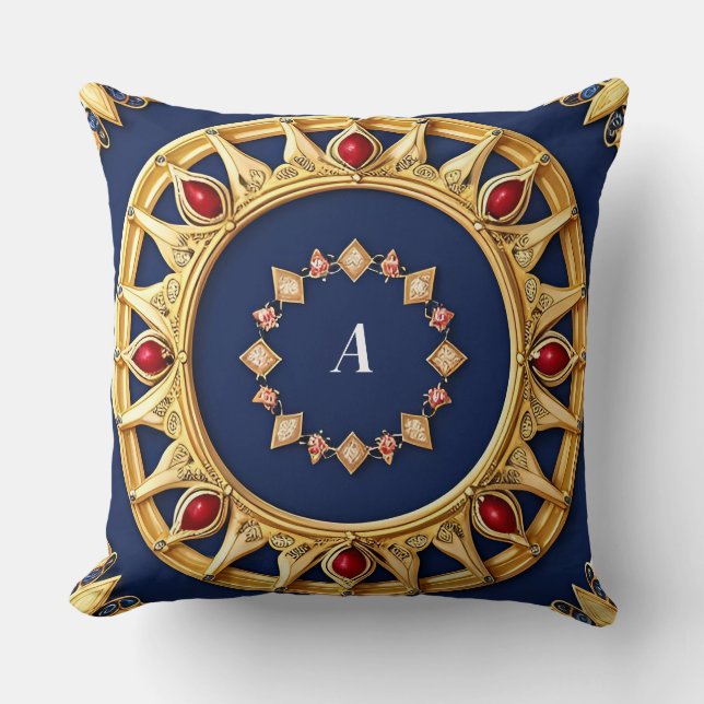 Almofada Design Circular Ornamentado Dourado (Frente)