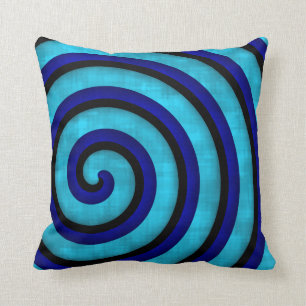 Almofada Design contemporâneo espiral azul corajoso da art