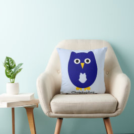 Almofada Design Coruja Azul Qualquer Cor de Fundo Personali