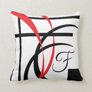 Almofada Design curvado moderno vermelho branco preto