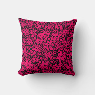 Almofada Design da flor - vermelho de néon no preto