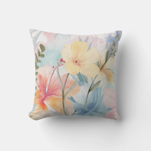 Almofada DESIGN DE ÁGUA FLORAL DE ABSTRATO bonito PASTEL