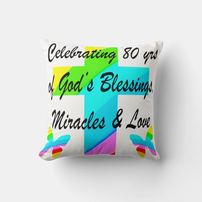 ALMOFADA DESIGN DE ANIVERSÁRIO DE 80 PERSONALIZADO RELIGIOS (Frente)