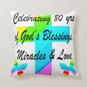 ALMOFADA DESIGN DE ANIVERSÁRIO DE 80 PERSONALIZADO RELIGIOS