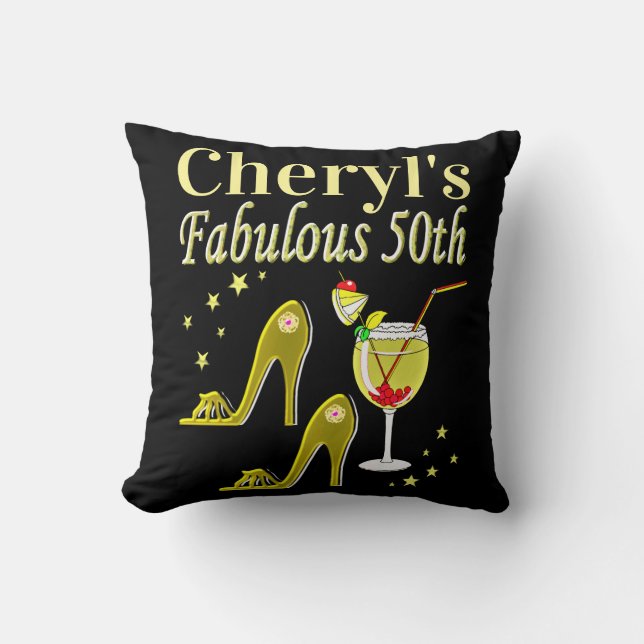 Almofada Design DE ANIVERSÁRIO GORGO DOURADO 50º ANIVERSÁRI (Frente)