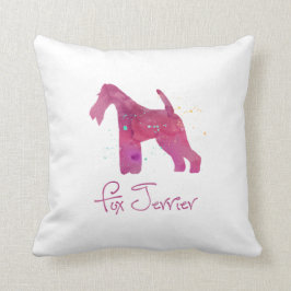 Almofada Design de Aquarela de Fox Terrier Silhouter
