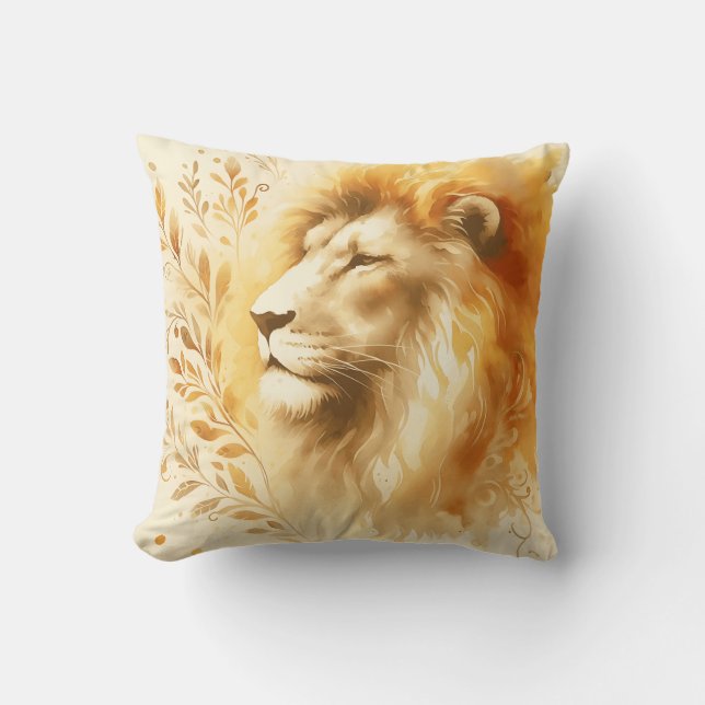 Almofada Design de Aquarela Maiestosa Lion (Frente)