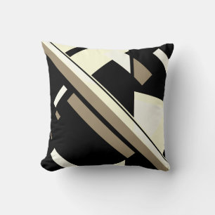 Almofada Design de Arte Diagonal Branca de Creme de Taupe P