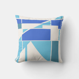 Almofada Design de Arte Moderna Branca Azul Brilhante e Rea