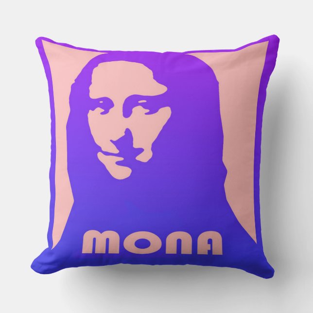 Almofada Design de Arte Pop de Mona Lisa (Frente)