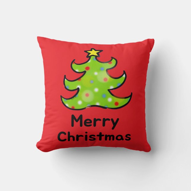 Almofada Design de árvore caprichosa de Natal feliz (Frente)