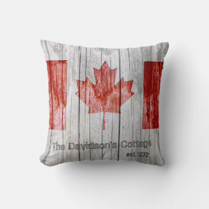 Almofada Design de Bandeira de Folha Rústica do Canadá na M