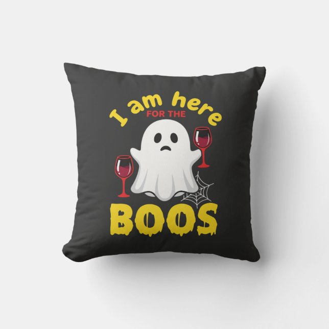 Almofada Design de Boos de Vinho de Fantasma de Halloween (Frente)