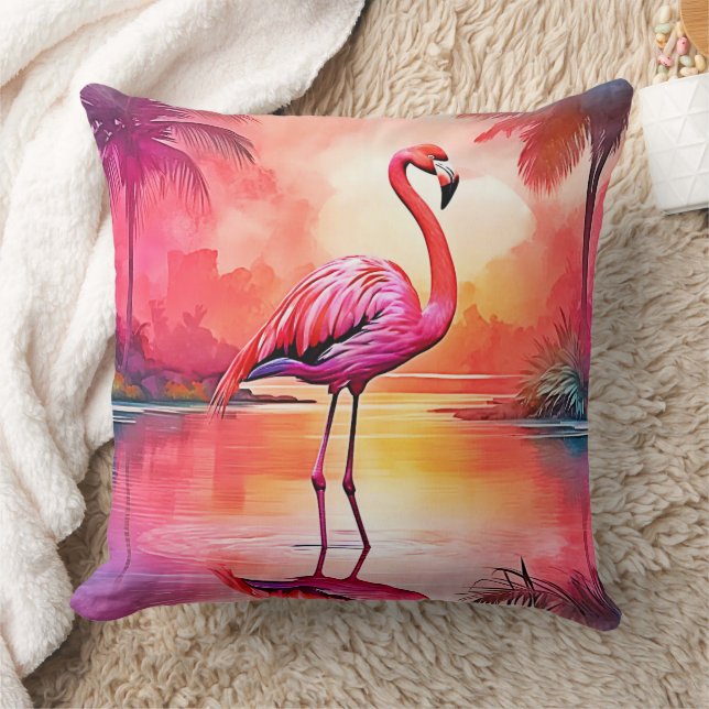 Almofada Design de Brilho Tropical de Flamingo Vibrante (Cobertor)